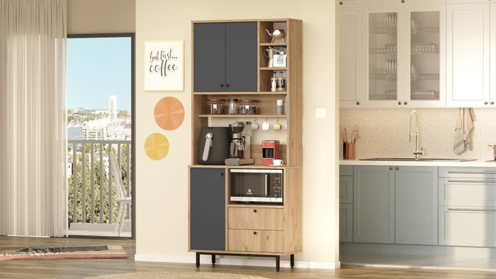 Hanah Home RE6-SA Armario Multiusos Roble y Antracita
